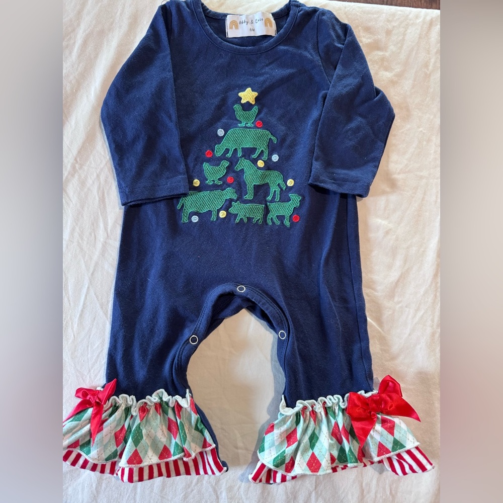 Abby and Evie Farm animal Christmas outfit